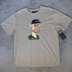 Bored Ape Yacht Club Shirt Mens M Tan US Army Graphic Tee Oversized Fit BAYC NWT